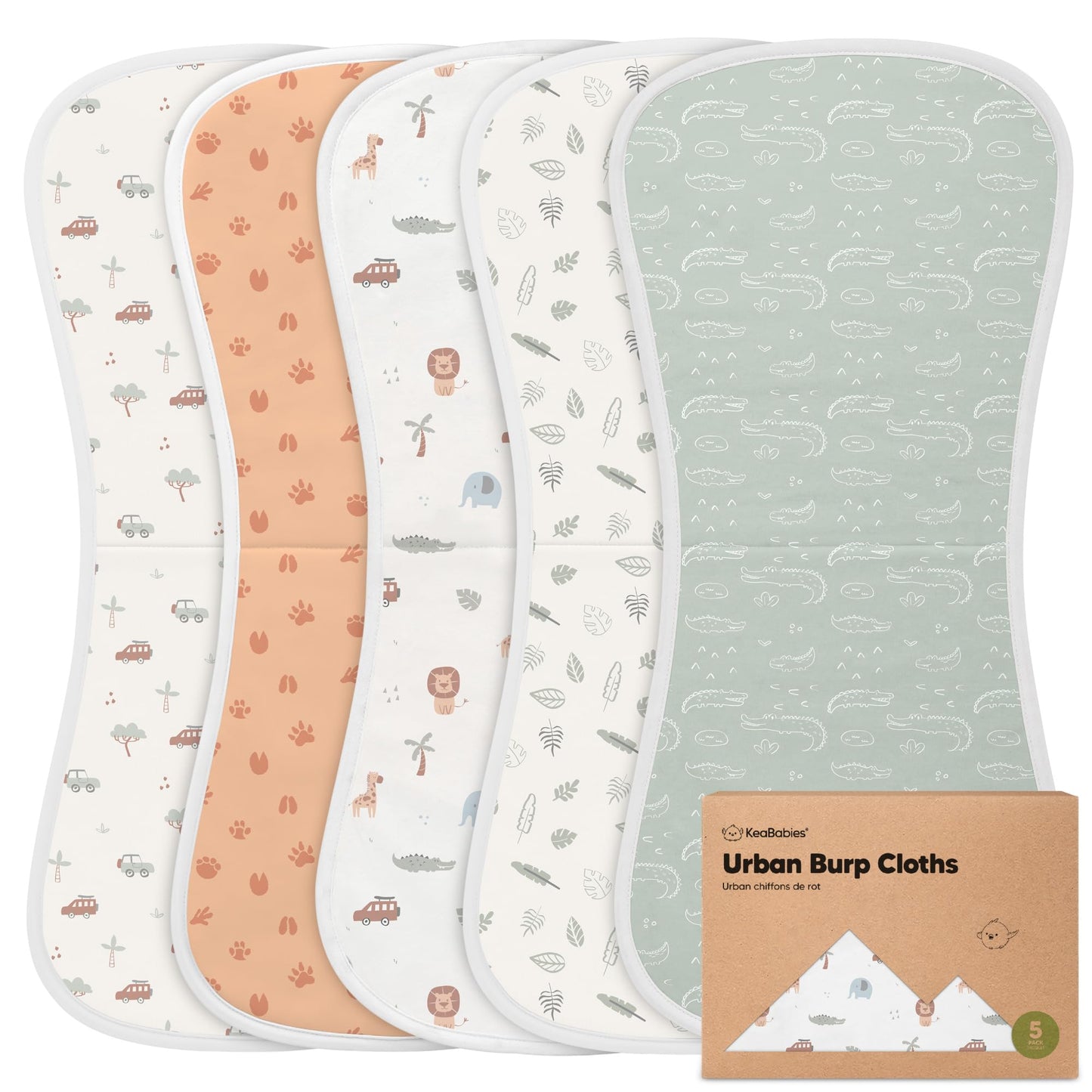 Organic Burp Cloths Baby Boy & Girl - 5-Pack Super Absorbent Cotton Burping Cloths for Babies, Soft & Plush Newborn Spit Up Rags, Infant Towels for Milk Spit Up, Unisex, Large 21" x 10" (Sweet Charm)