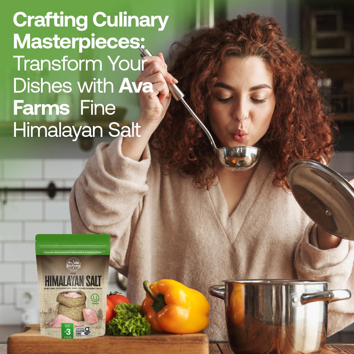 Ava Farms Himalayan Pink Salt - Fine – 3 Lb. - Gluten-Free, Non-GMO, Vegan, Raw, Kosher, Mineral Rich – Resealable Bag