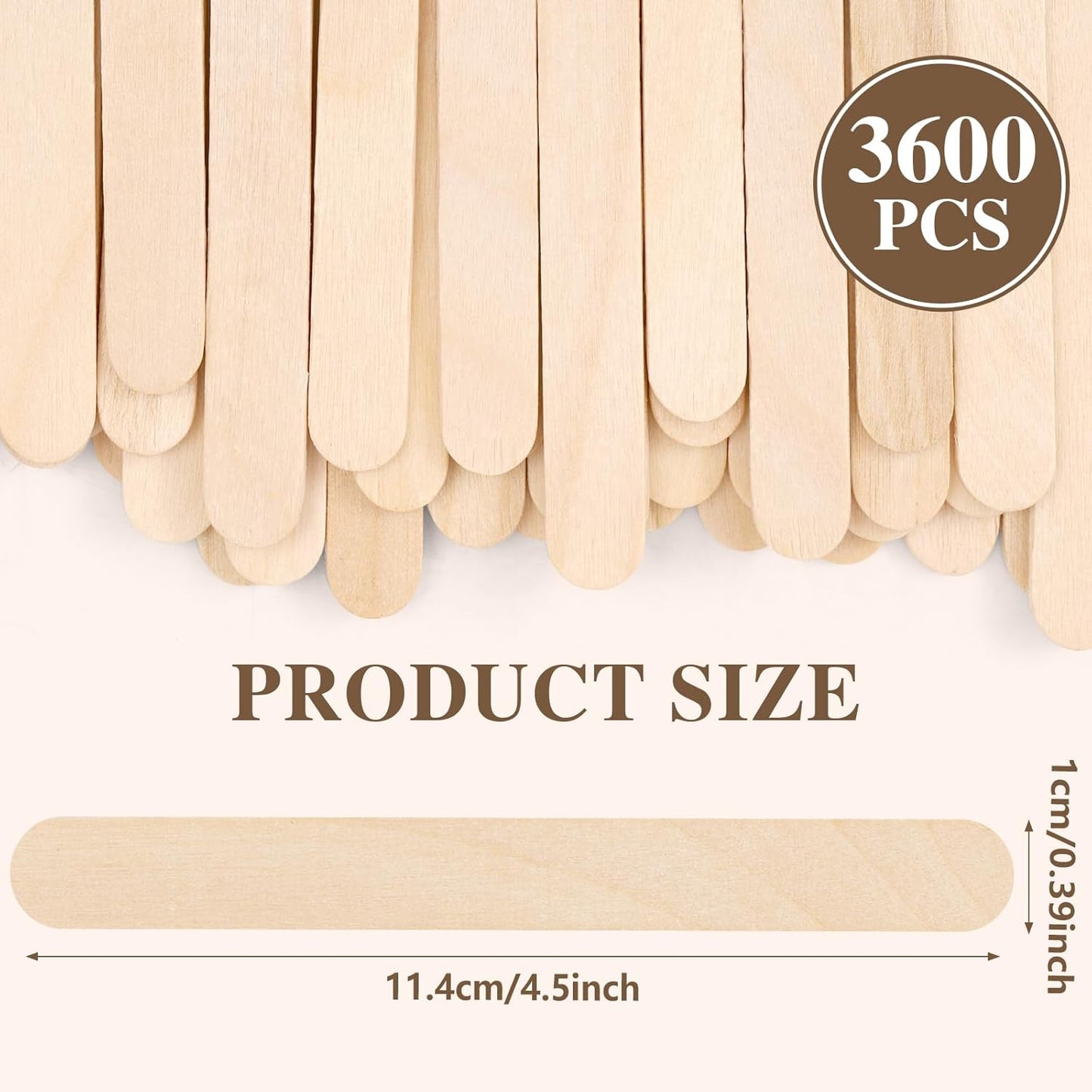 3600pcs Wooden Craft Sticks,4.5 Inch Long Natural Wooden Ice Cream Sticks,Popsicle Sticks for Crafts,Food,Hair Removal and Waxing Supplies,DIY Crafts Supplies
