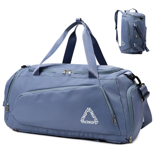 Eslcorri Gym Duffle Bag for Women Men, Sports Backpack with Wet & Shoe Compartment, Fitness Overnight Weekender Bag for Yoga, Swim, Travel (Style B, Black)