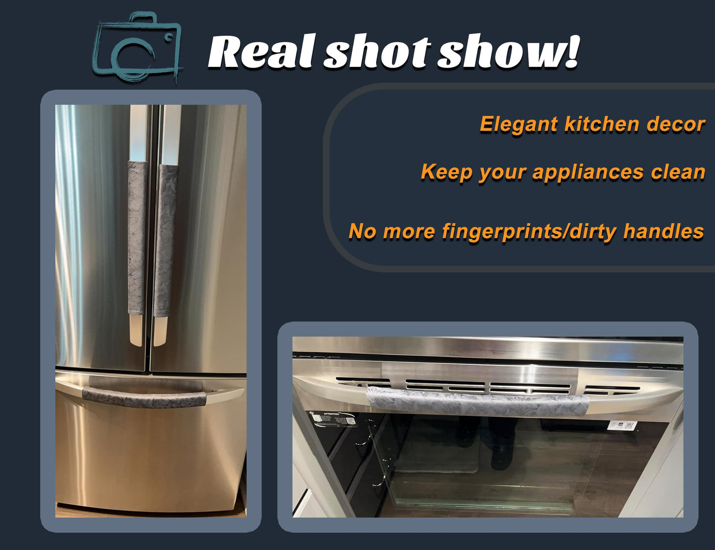 Volecy Set of 6 Refrigerator Door Handle Covers, Washable Velvet Fabric Appliance Handle for Fridge Microwave Stove Dishwasher Catch Stains Dust Fingerprint Prevent Ice hot Hand (Wind Grey)