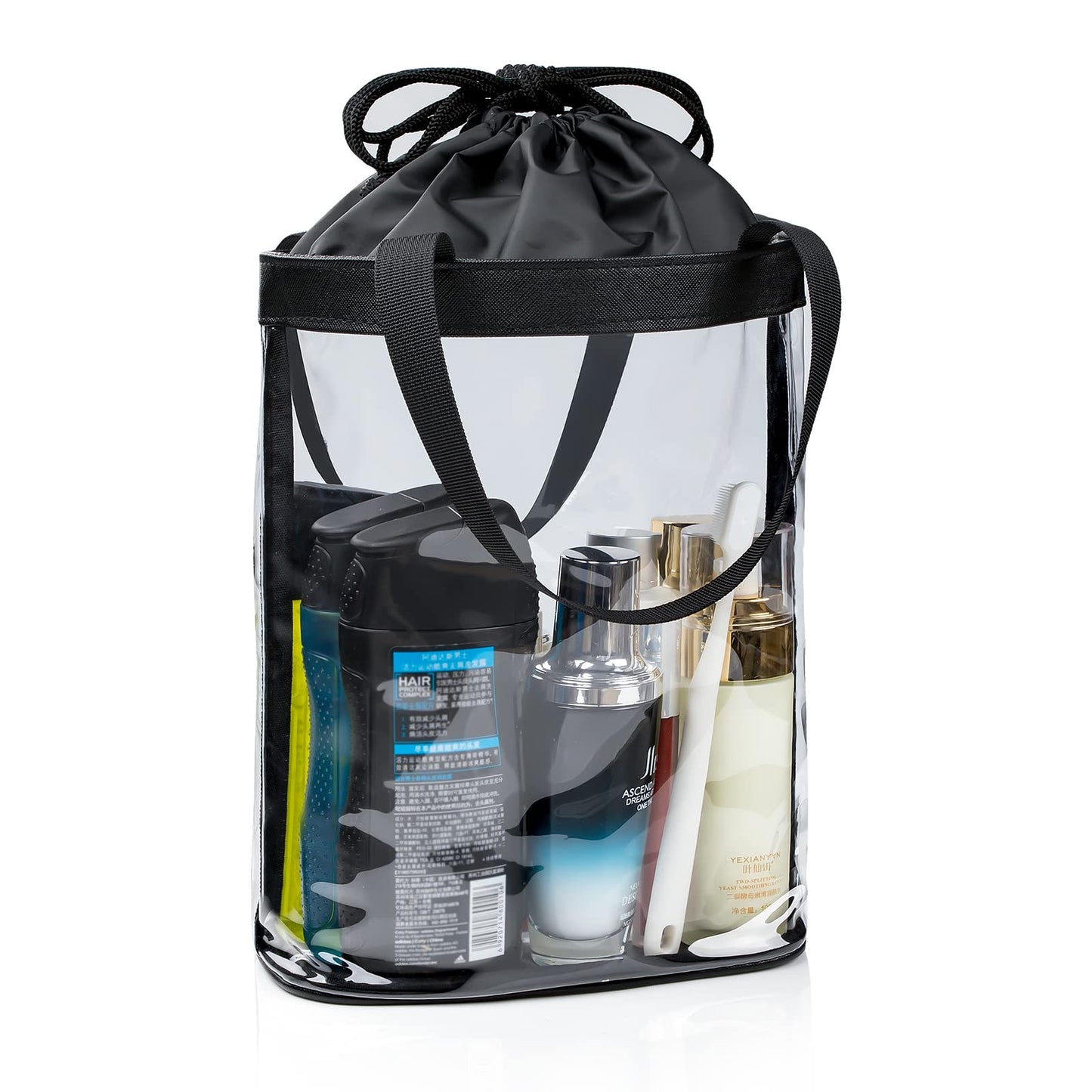 Travel Toiletry Bag, Clear Makeup Bag for Women, TSA Approved Toiletry Bag, Waterproof Clear Bag Cosmetic Pouch, Transparent Makeup Organizer, Carry on Airport Airline Compliant, Beige