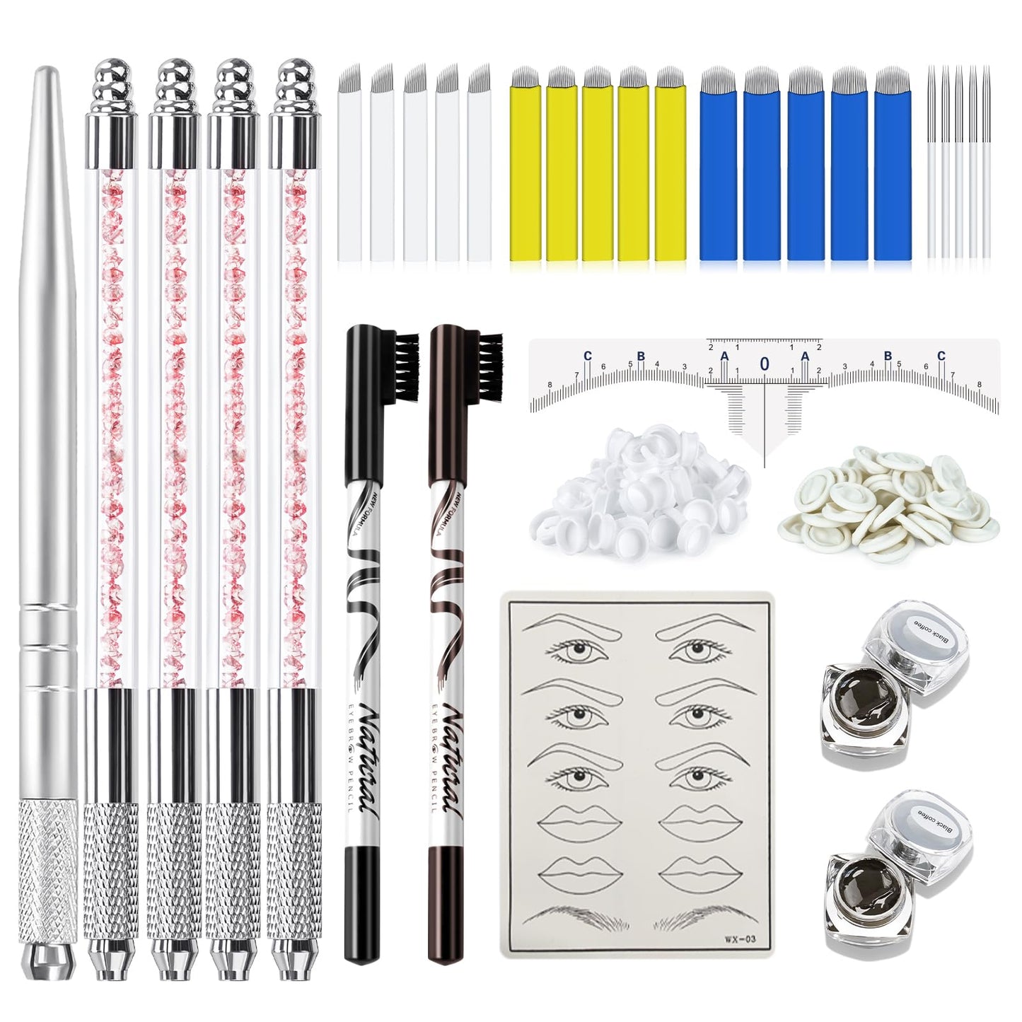 MOKOHOA Microblading Kit, Eyebrow Microblading Pen Microblade Kit with microblading blades Microblading Supplies for Permanent Makeup Supplies