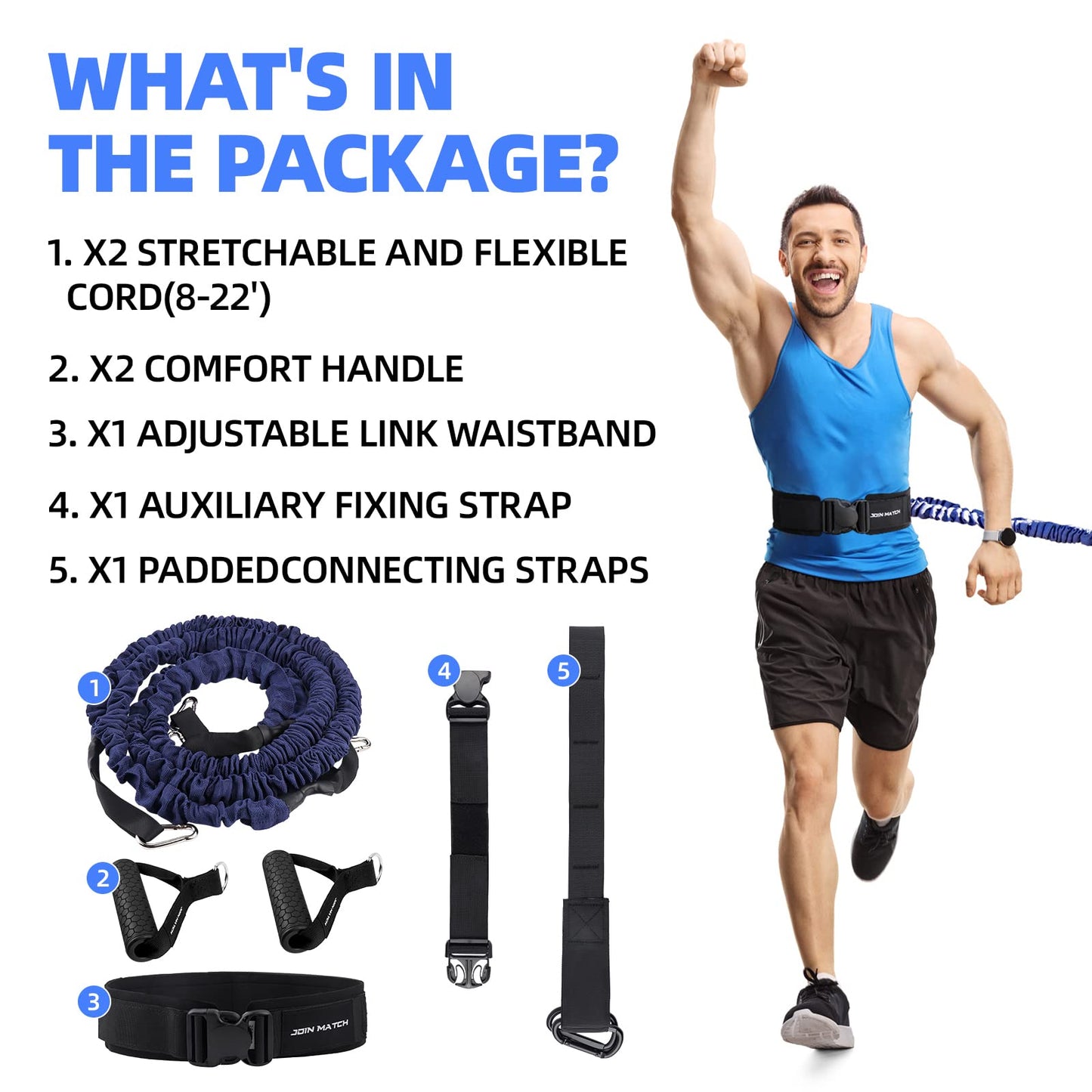 Workout Suspension Resistance Trainer System, Exercise Explosive Force Bounce Physical, Training Resistance Rope Improve Speed,Stamina, Mobility, Strength and Help You Build Muscle.