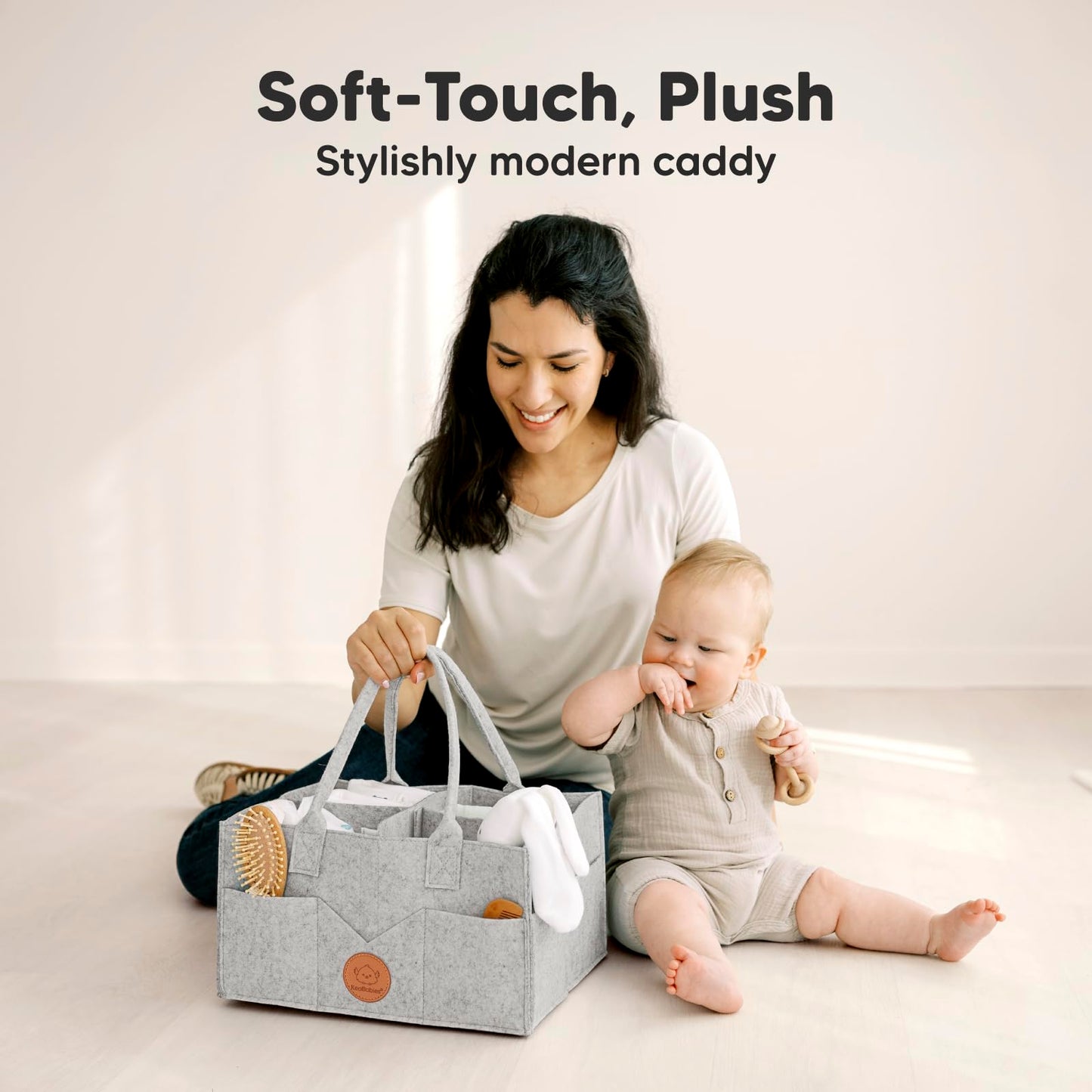 KeaBabies Baby Diaper Caddy Organizer with Handle - Portable Baby Organizers and Storage for Nursery, Changing Table, Large Travel Car Caddy, Girls,Boys Shower Gift Basket,New Mom Gifts(Classic Gray)