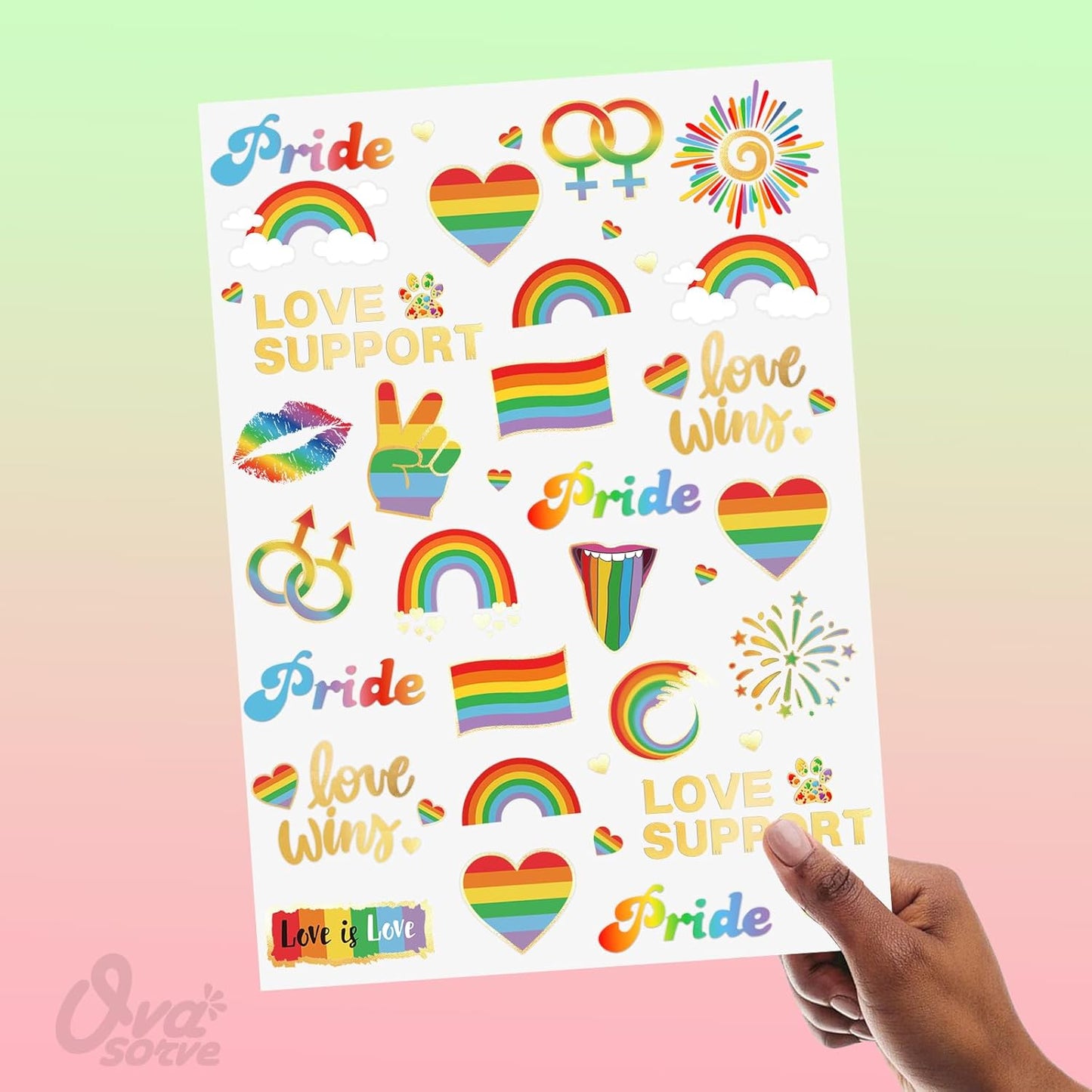 Pride Temporary Tattoos 56 Glitter Styles Rainbow Temporary Tattoos for Pride Equality Parades and Celebrations