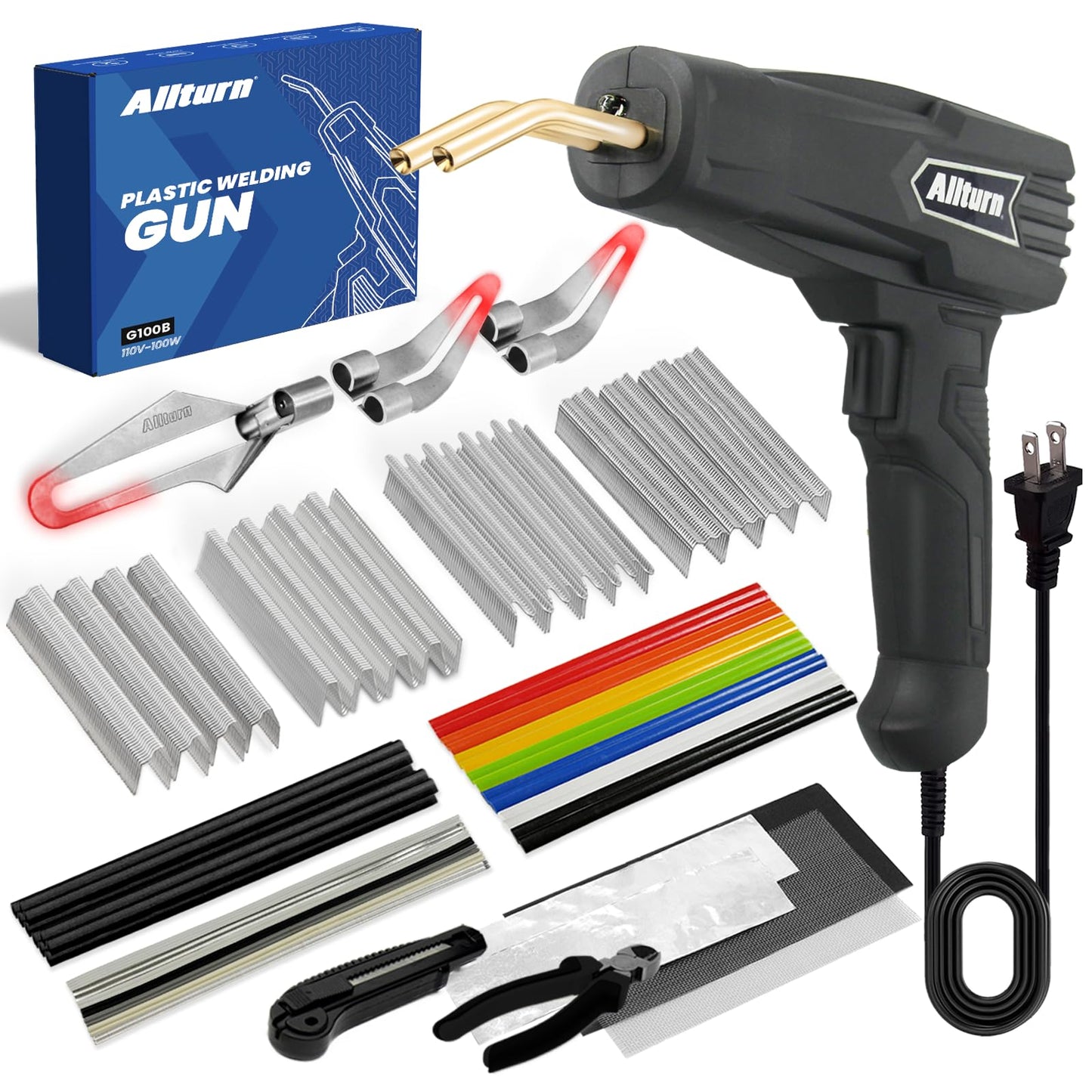 Allturn Upgraded Plastic Welder, 2 in 1 Plastic Welding Kit, Hot Staples Weld Gun, Car Bumper Repair Kit for Most Plastics, Patent Number D970324(Yellow)