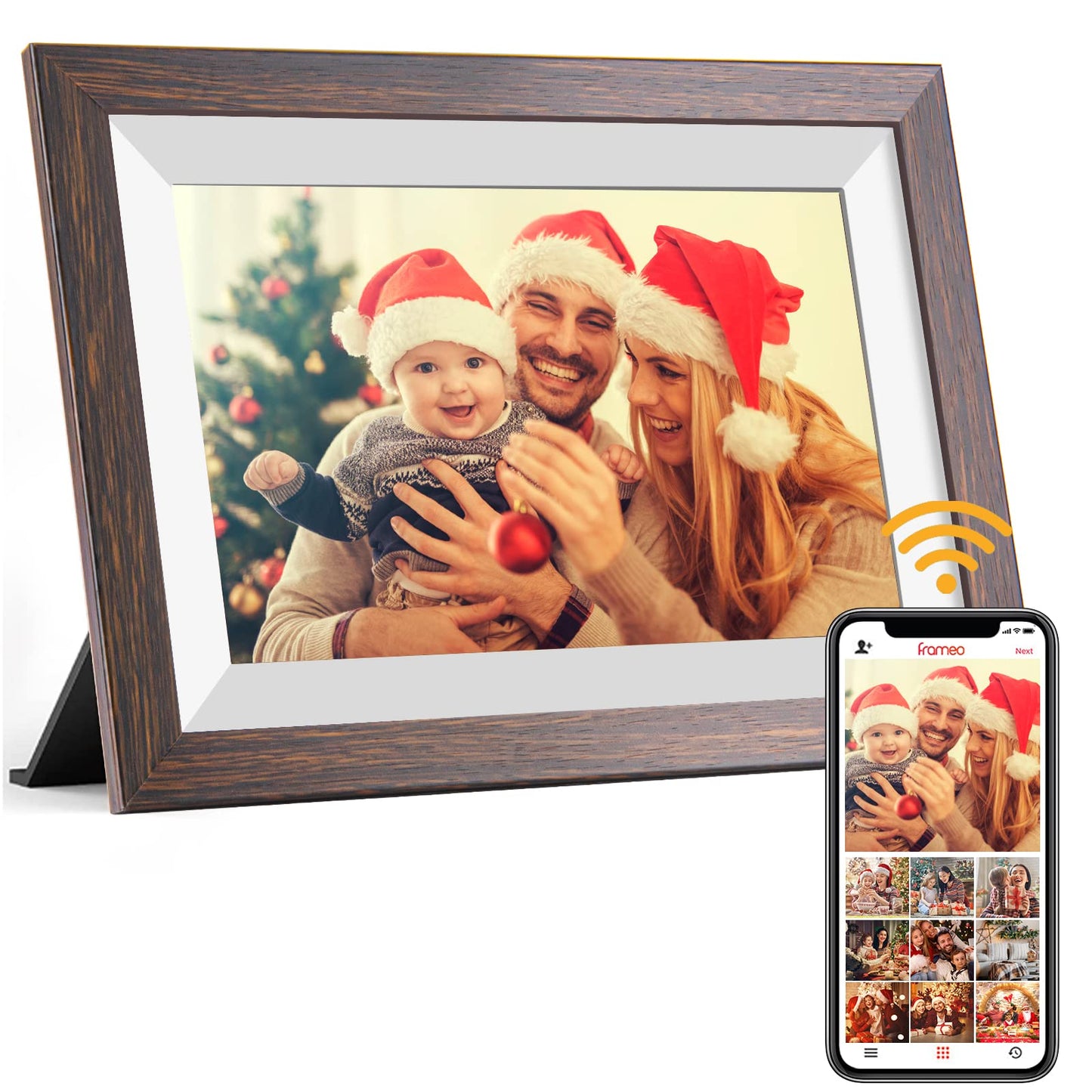 Frameo Digital Picture Frame, 10.1 Inch Smart WiFi Digital Photo Frame Electronic with 1280x800 HD IPS Touch Screen, Auto-Rotate, Wall Mountable, Share Photos/Videos Instantly via Frameo App