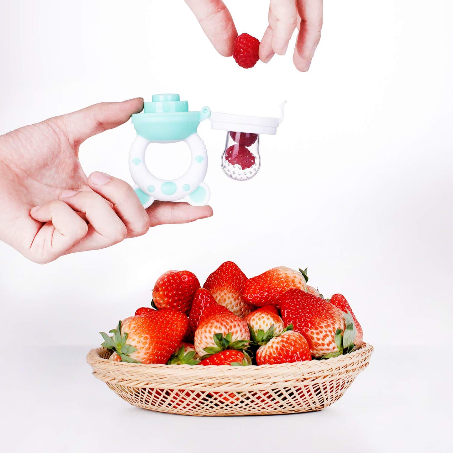 Baby Fruit Food Feeder Pacifier - Fresh Food Feeder, Infant Fruit Teething Teether Toy for 3-24 Months, 6 Pcs Silicone Pouches for Toddlers & Kids & Babies, 2-Pack (Cyan)