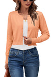 Newshows Cropped Cardigan Sweaters for Women 2025 Crew Neck Button Down Open Front Knit Bolero Shrugs