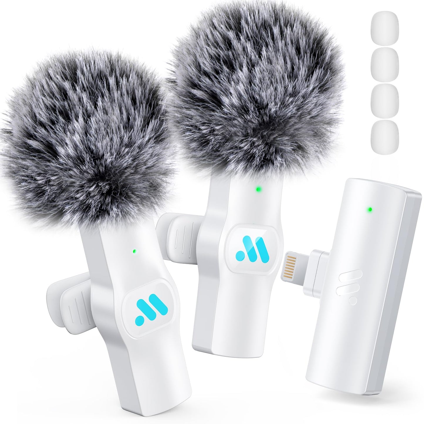 Leettus 2pcs Lavalier Wireless Microphone for iPhone iPad Video Recording,Mini Microphone for Game Live Streaming,Interviews,YouTube,TikTok,Vlog(White)