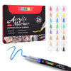 Acrylic Paint Markers Pens 12 Assorted Colors, Water-Based Paint Markers Brush Tip, No-Bleed Liquid Acrylic Marker Pens Waterproof for Fabric, Canvas, Rock, Glass, Wood, DIY Crafts, Art Supplies