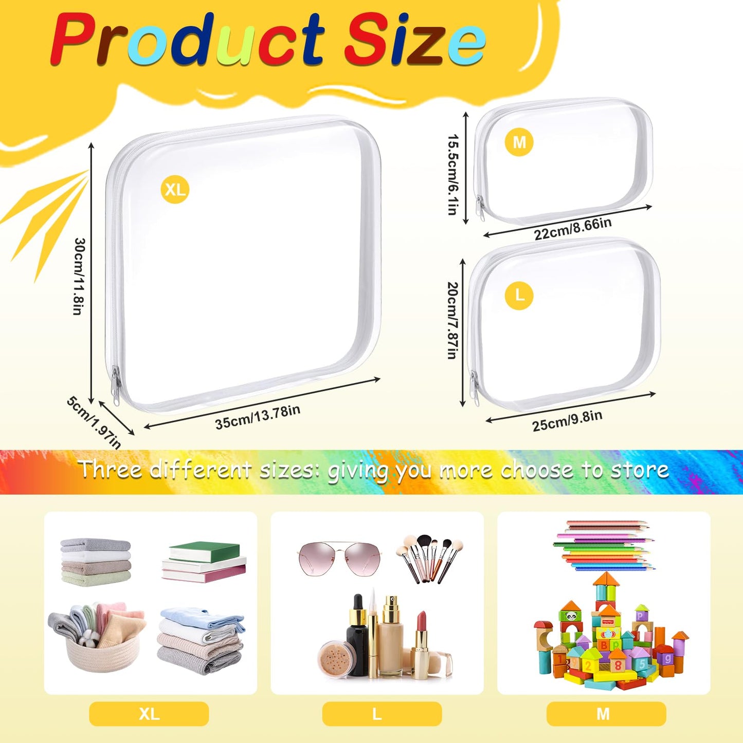 AOBOPLE Clear Hard Shell Zipper Case,Large Toy Storage Bags,Reusable Hard Shell Plastic Board Game Storage,Clear Zipper Case Travel Waterproof Organizer Bags for Snacks Toy Intimate