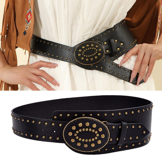 Wide Waist Chain Studded Buckle Punk Chain Simple Belt For Women Proms Club Party For Jeans Dresses