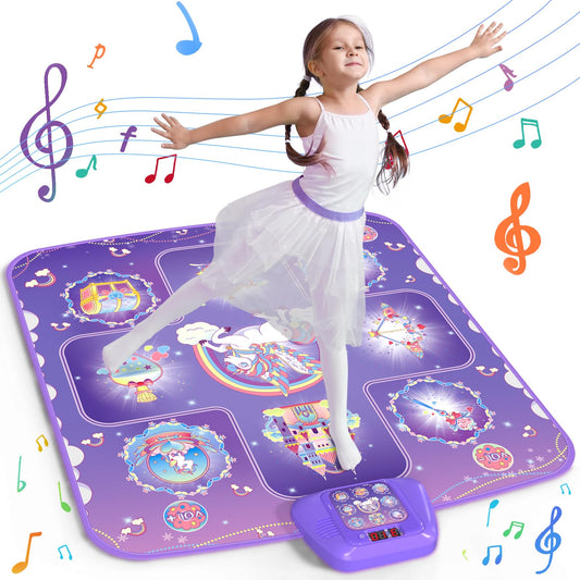 GirlsHome Dance Mat - Frozen Toys for Girls Electronic Dance Pad with 5 Game Modes, Built-in Music, Touch Sensitive Light Up LED Kids Musical Mat, Christmas & Birthday Gift for Girls 3-12