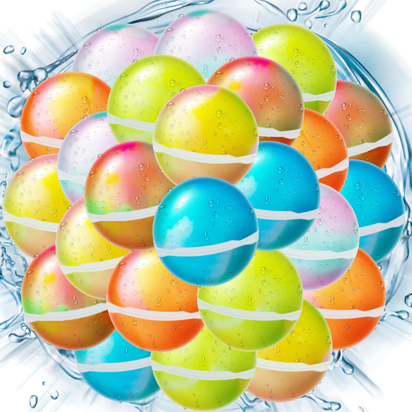 18 PCS Reusable Water Balloons Balls, Soft Silicone Quick Fill Balloons Splash Fun,Outdoor Backyard Summer Party Easy Quick Fun Water Fight Game for Swimming Pool, Summer Party Gift Pool