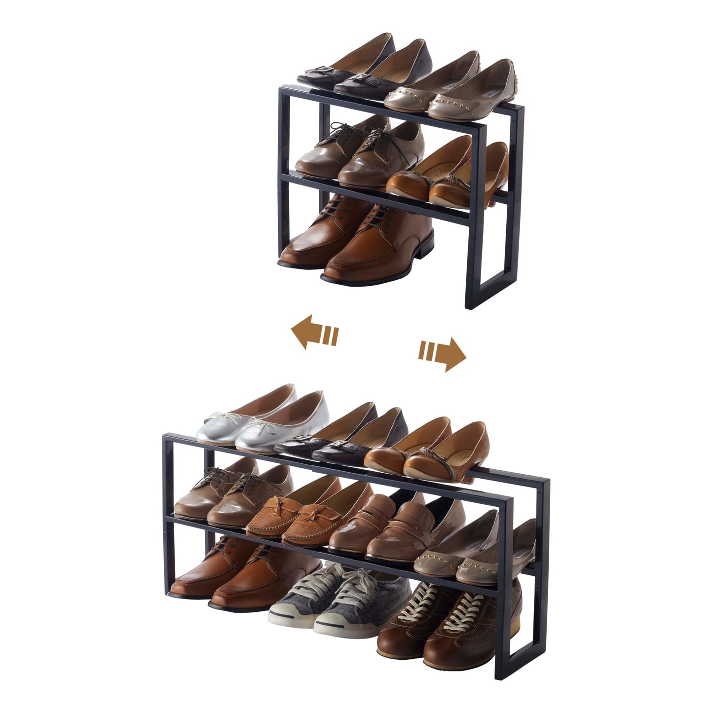 Yamazaki Home Expanding Shoe Rack, Metal, Adjustable Steel One Size Black