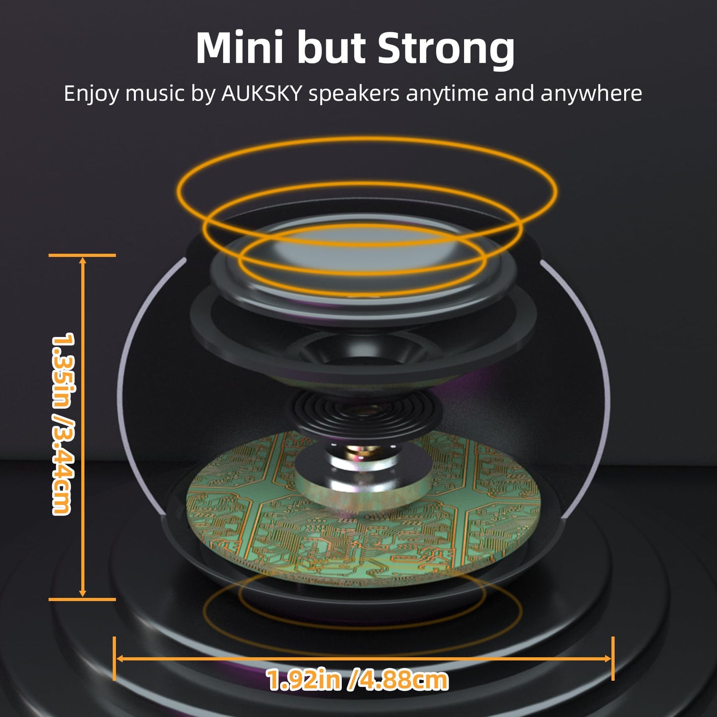 AUKSKY 2Pack Portable Mini Speaker, Bluetooth Tiny Speaker,Wireless Micro Speaker for Phone/PC/Tablet, Rechargeable Battery, Built-in Microphone, Cute Mini Speaker with Strap to Carry, Black