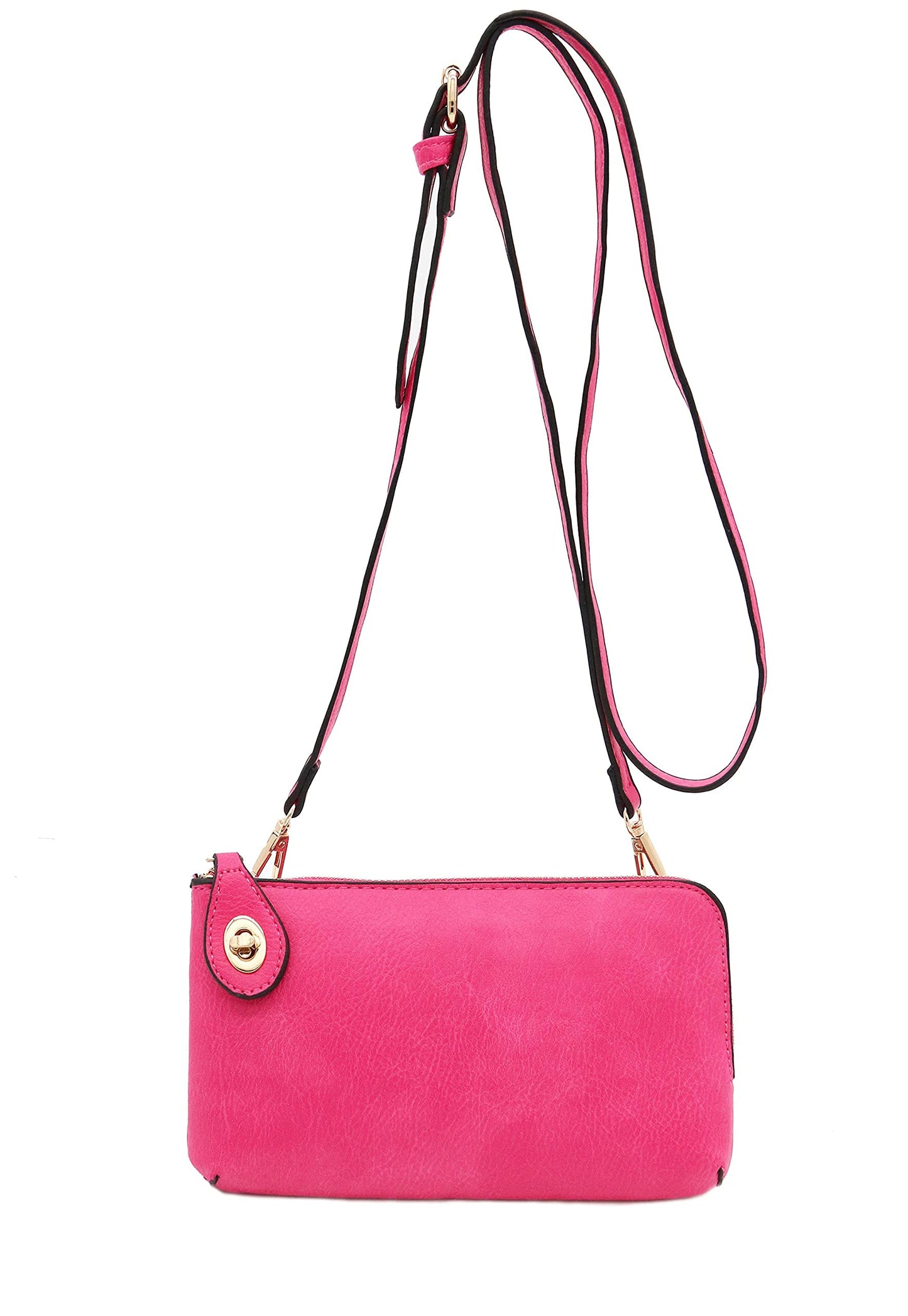 Women's Small Crossbody Bag Wristlet Clutch(Fuchsia)