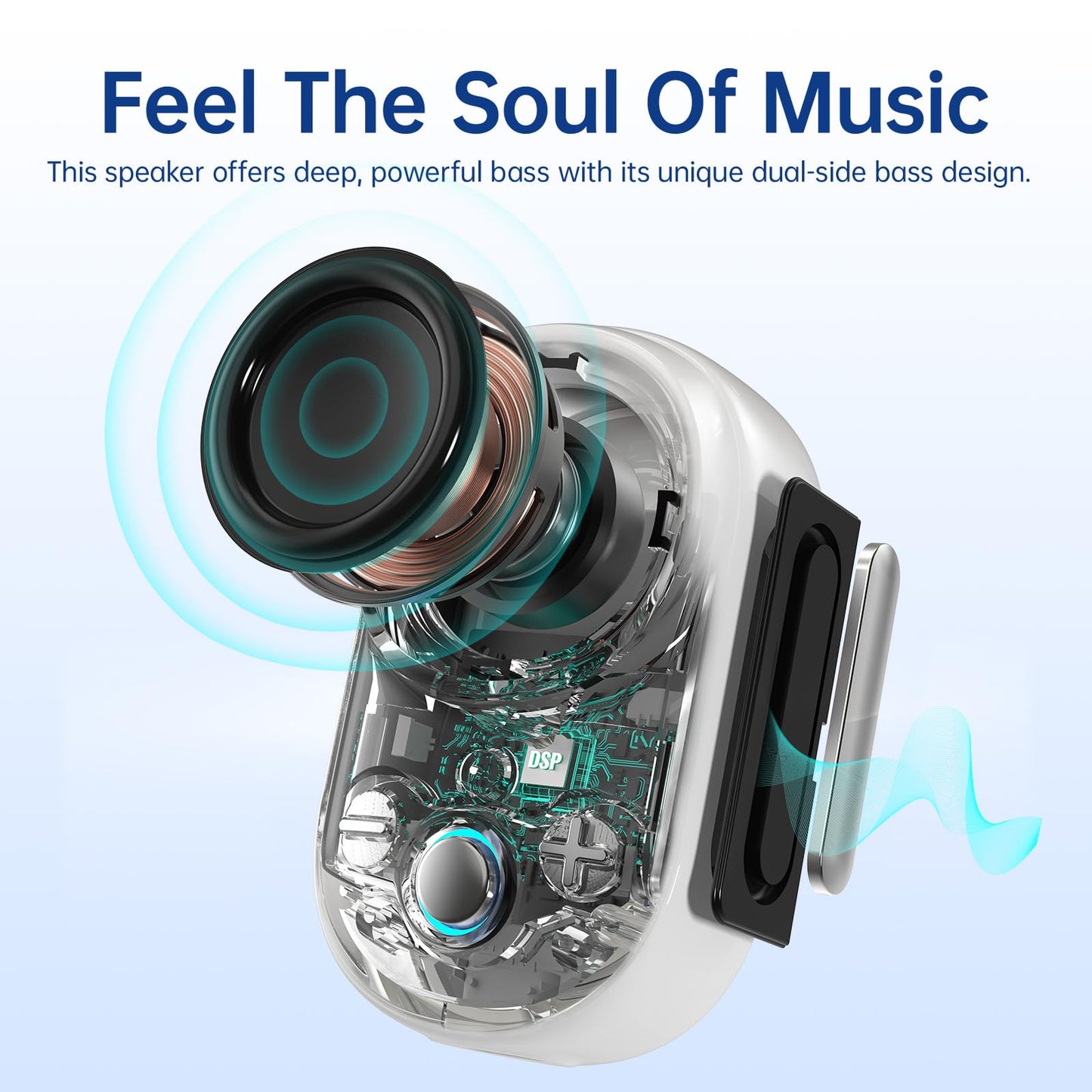 Divoom Itour-S Portable Mini Wearable Bluetooth Speaker, Big Audio and Punchy Bass,Clip-On Design, IP67 Waterproof and Dustproof,10 Hours Playtime,Speaker for Home Travel Office and Outdoors (White)