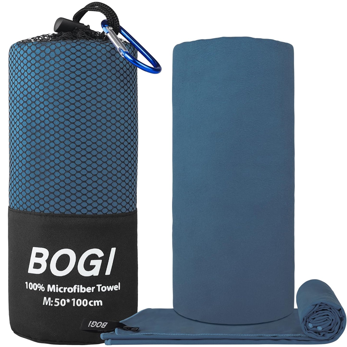 BOGI Microfiber Travel Sports Towel-Quick Dry Towel, Soft Lightweight Microfiber Camping Towel Absorbent Compact Travel Towel for Camping Gym Beach Bath Yoga Swimming Backpacking (M:40''x20''-Nblue)