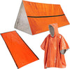 HXBER Outdoor Emergency Survival Gear Waterproof Heat Reflective Thermal Poncho Raincoat with Sleeping Bag and Tent Shelter for Camping Hiking Adventure