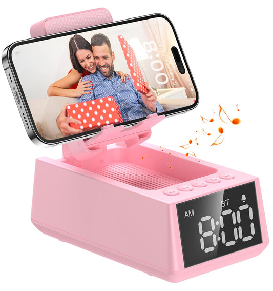 Birthday Gifts for Men Women, Cell Phone Stand Bluetooth Wireless Speaker with Anti-Slip Base, HD Sound, Stocking Stuffer Cool Gadget, Anniversary Idea Gift for Him Her Husband Wife Dad Mom