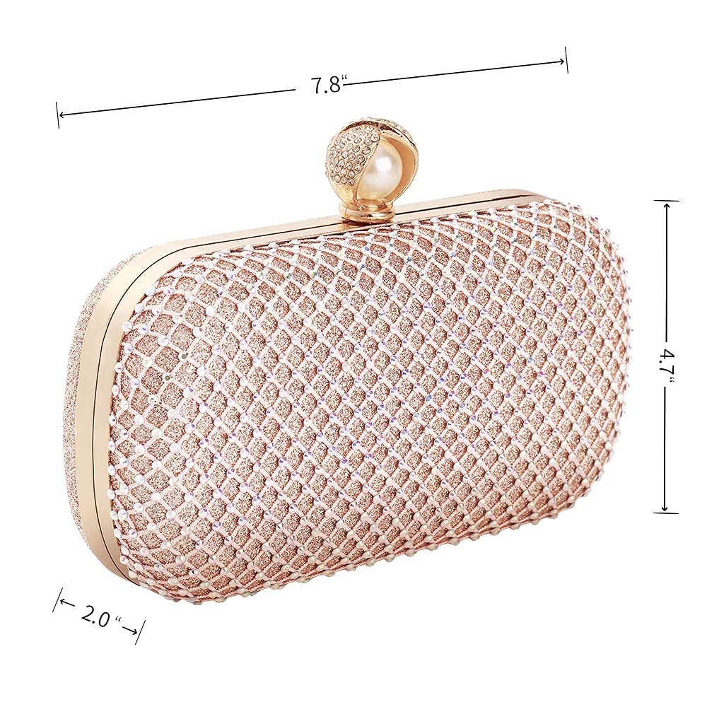 Mulian LilY M106 Glitter Clutch Purse For Women Sparkly evening bags Prom Party Handbag Rose Gold