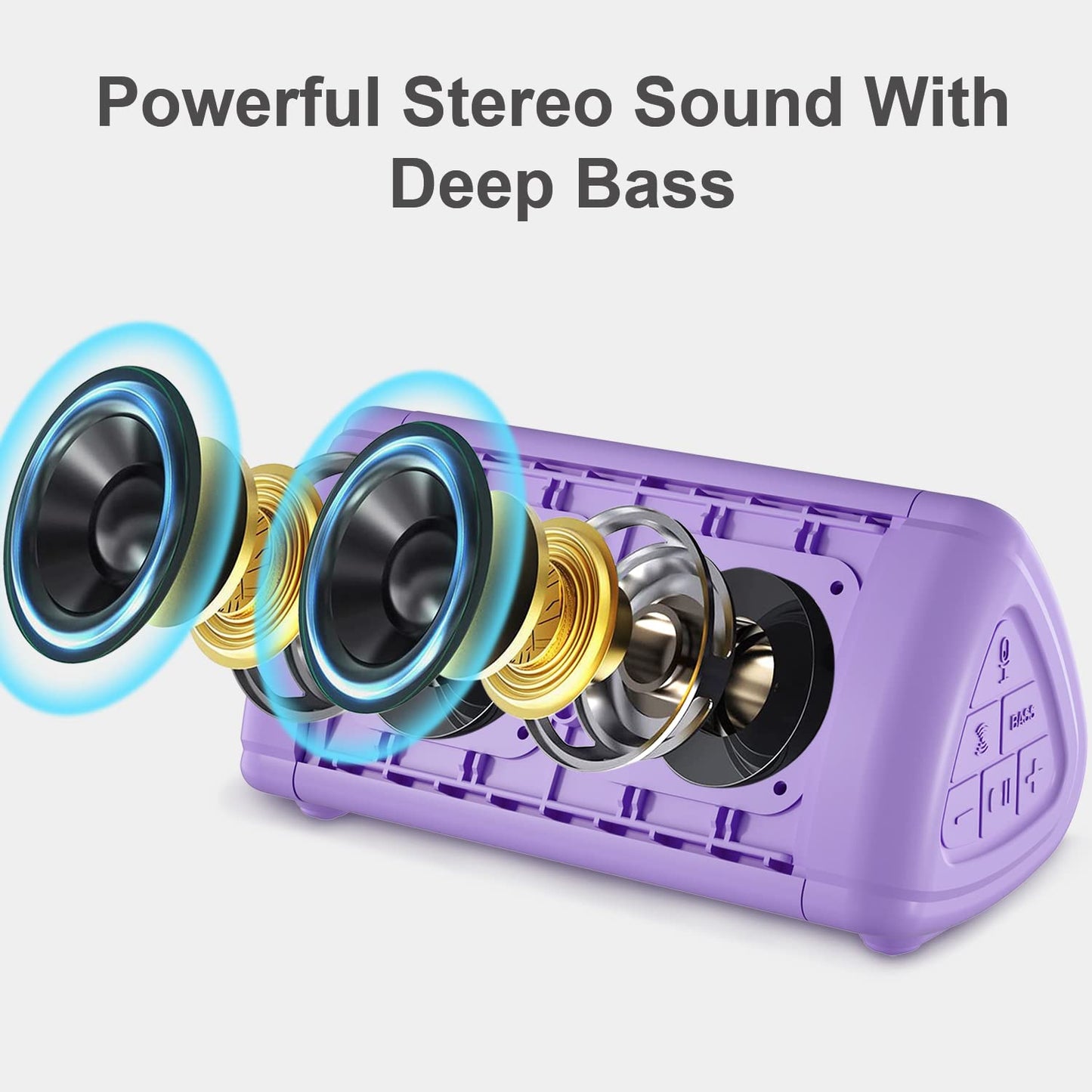 Prosonic BT3 Portable Wireless Bluetooth Speaker with 10W Stereo Sound & Bass Boost -Rich Sound & Intense Bass -Bluetooth 5.0 -Microphone -IPX5 - in & Outdoor Speaker (Purple)