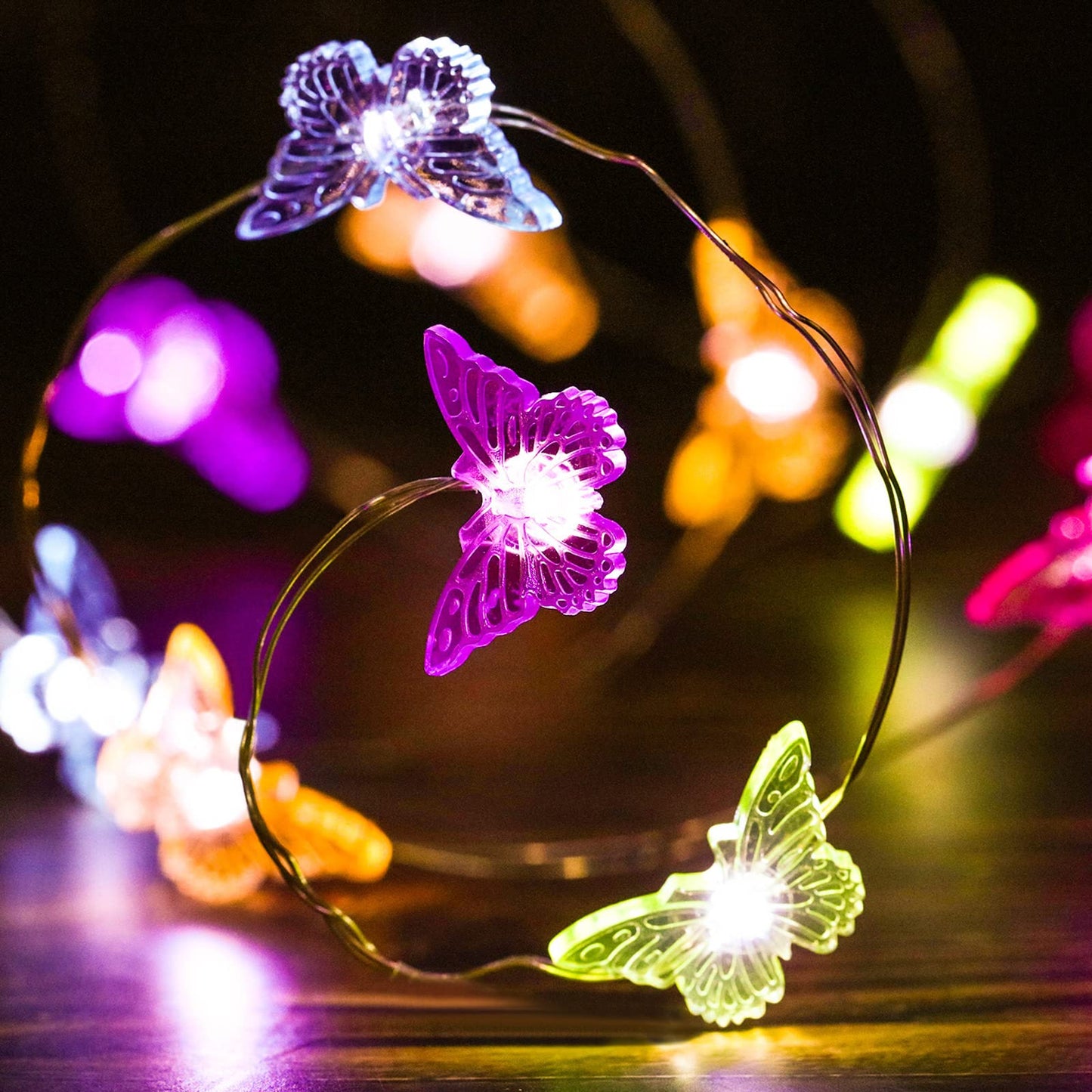 Tuanse Butterfly String Lights, 10ft 40 LEDs Battery Operated 12 Modes Summer Fairy Light Decor with Remote and Timer for Bedroom Party Garden Wedding Decoration