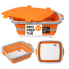 Large Collapsible BBQ Prep Tub with Locking Lid, Basket for Meal Prep Marinating Food Storage, Plastic Cutting Board(4.22 Gal/16L), Camping Sink with Colander, Dish Basin