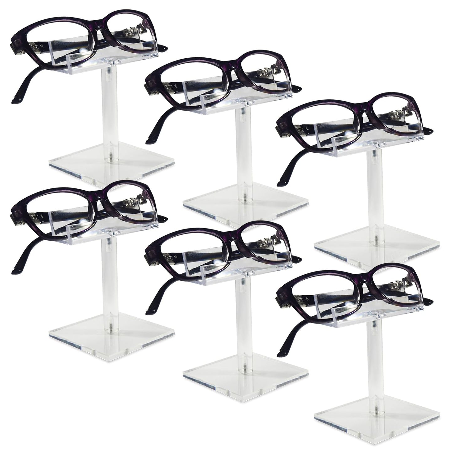 MOOCA 2 Pcs Set, 3 Tier Acrylic Eyewear Display Stand, Sunglasses Rack Holder, Sunglasses Stand, Eyewear Organizer for Eyeglasses, 5 in H