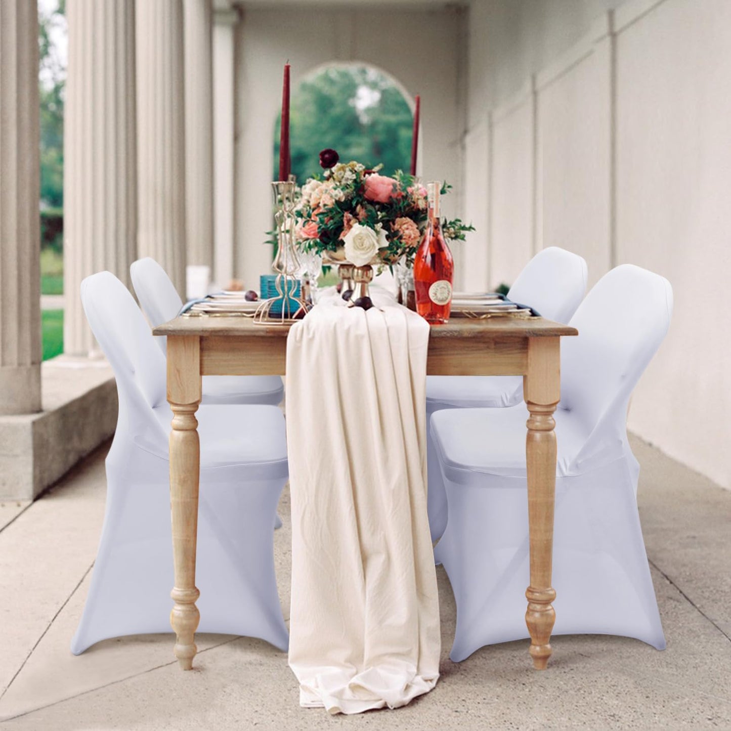 LEBENGURU Stretch Spandex Folding Chair Covers 30PCS, Universal Elastic Fitted Chair Cover Protector for Wedding, Party, Banquet, Holidays, Celebration, Decoration (White)