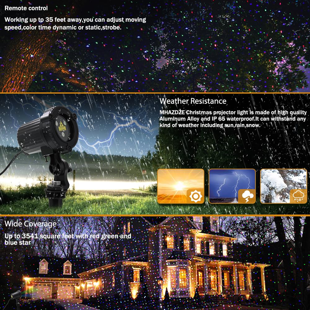 Christmas Laser Lights, Outdoor Garden Laser Lights Projector with Moving RGB Waterproof for Christmas Holiday