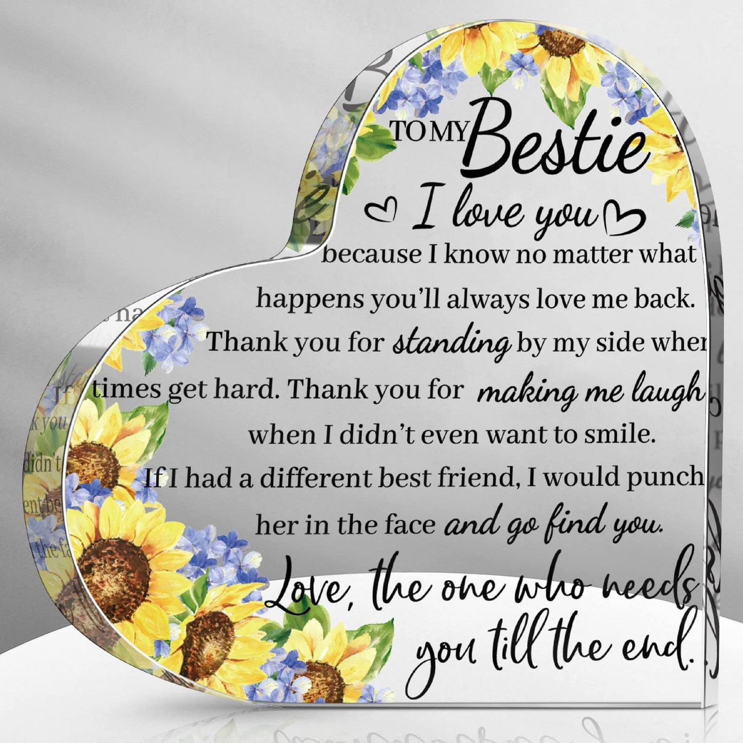 Spiareal Gift for Friend Friendship Women Friend Friendship Birthday Cheer up Gift Acrylic Heart Butterfly Keepsake Paperweight for Home Office Table Shelf(Classic)