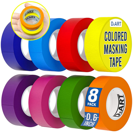 12 Pack Colored Masking Tape, 396 Ft x 0.6 inch Mini Colored Painters Tape for Arts & Crafts Labeling or Coding, Kids Art Supplies Color Tape Rolls, washi-scale Colorful Masking Tape, DIY Artist Tapes