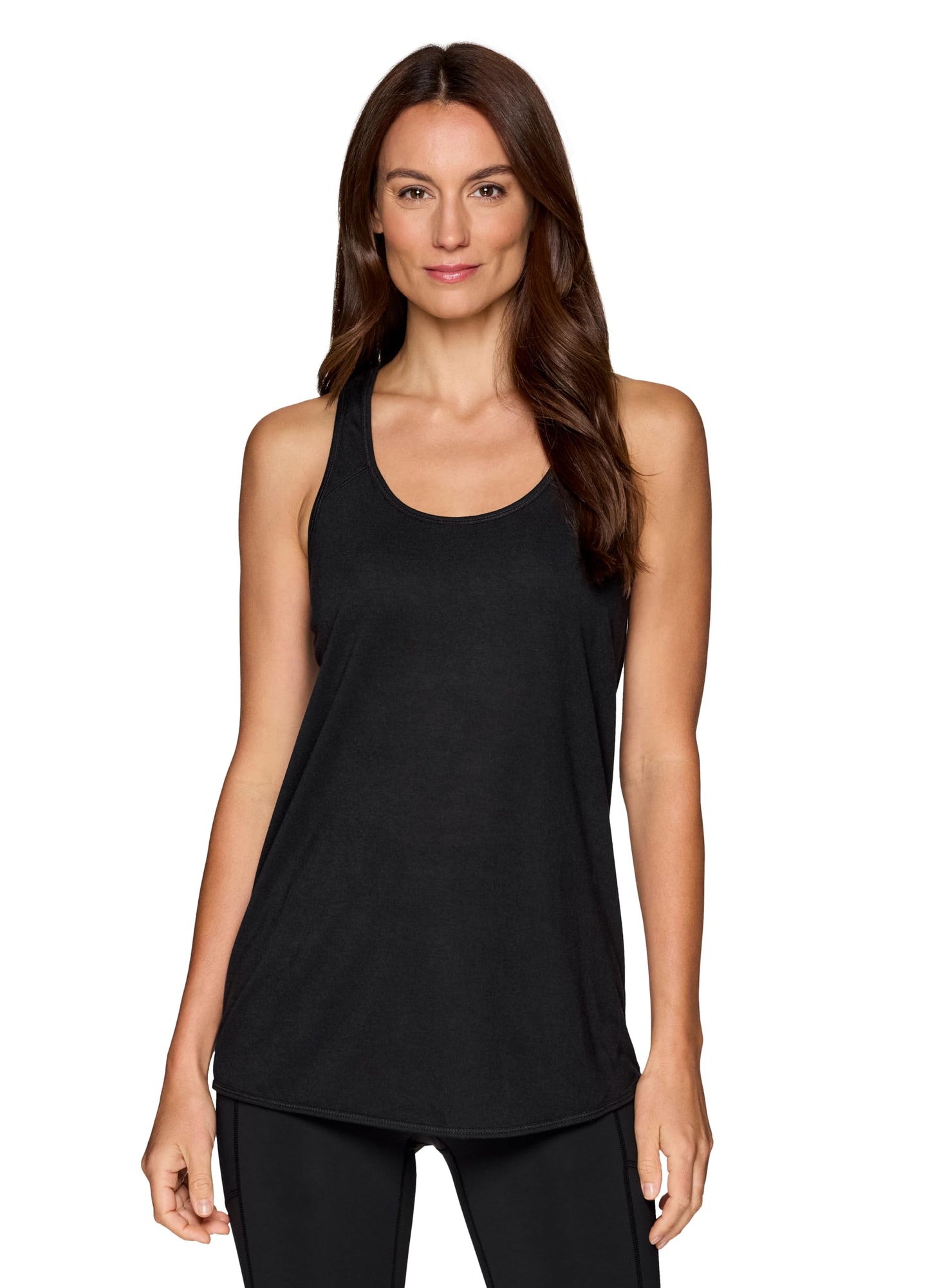 RBX Active Women's Flowy Yoga Workout Super Soft Twist Back Tank Top Tunic Black S21 S