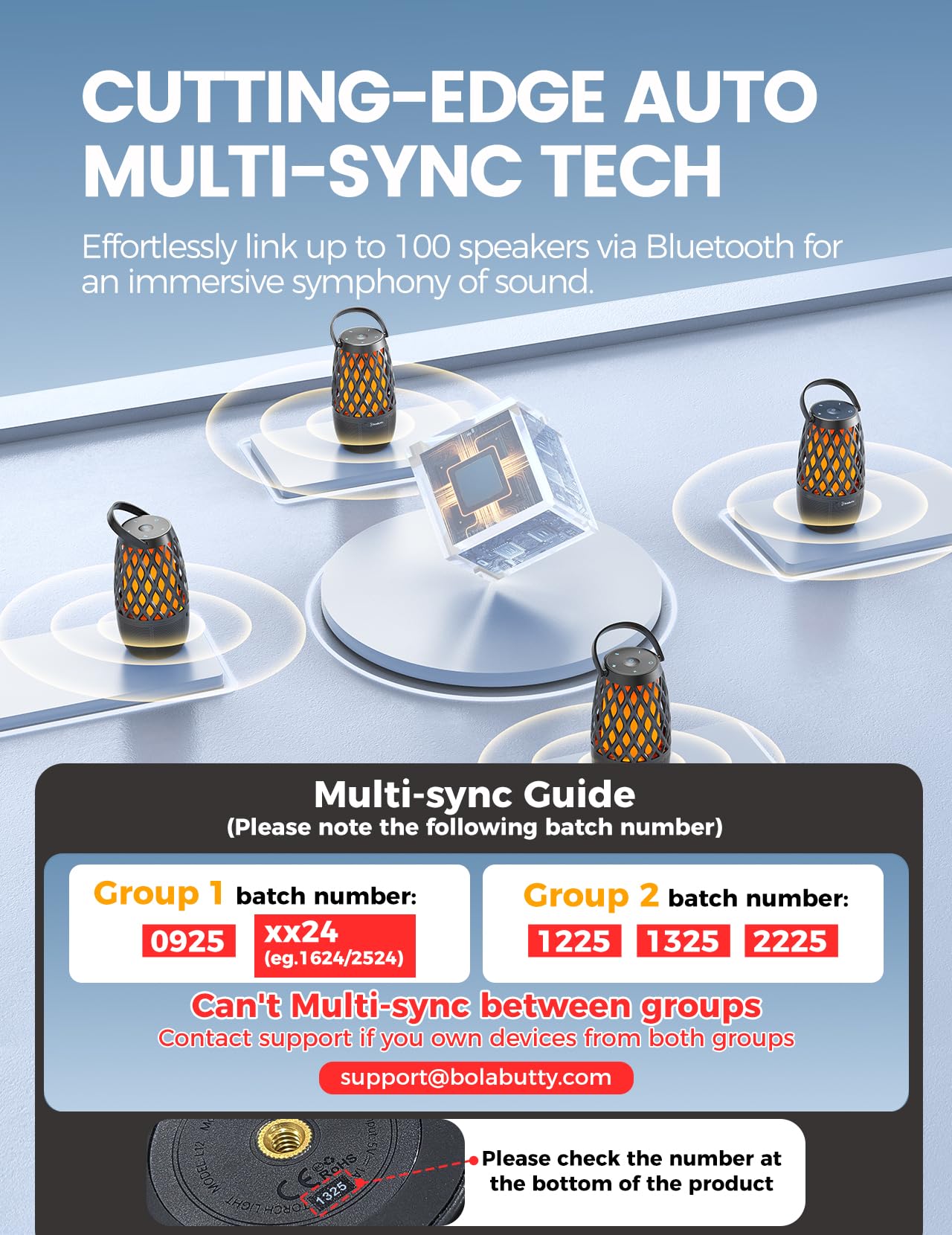 Upgraded Outdoor Speakers Gift for Men Bluetooth Speaker with lights Multi-Sync up to 100 Speakers Auto-Pairing HD Stereo Sound Cool Tech Gadgets for Him IPX5 Waterproof for Outside|Patio|Porch