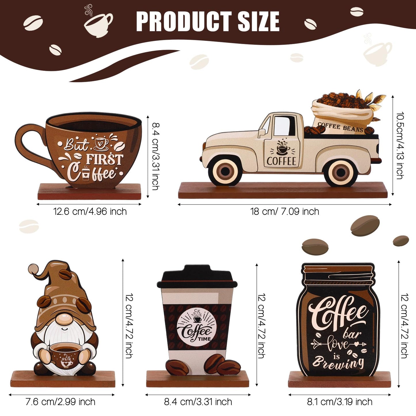 Blulu 5 Pieces Coffee Bar Decor Sign Farmhouse Coffee Bar Wood Signs Rustic Cafe Wooden Table Centerpiece Cafe Table Tiered Tray Decor for Home Kitchen Decorations