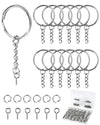 FIVEIZERO 300Pcs Key Rings Kit, 100Pcs Key Ring with Chain, Keyrings Kit,100Pcs Small Screw Eye Pins, 100Pcs Open Jump Rings for Keychain Making Supplies, Crafts, and DIY Projects