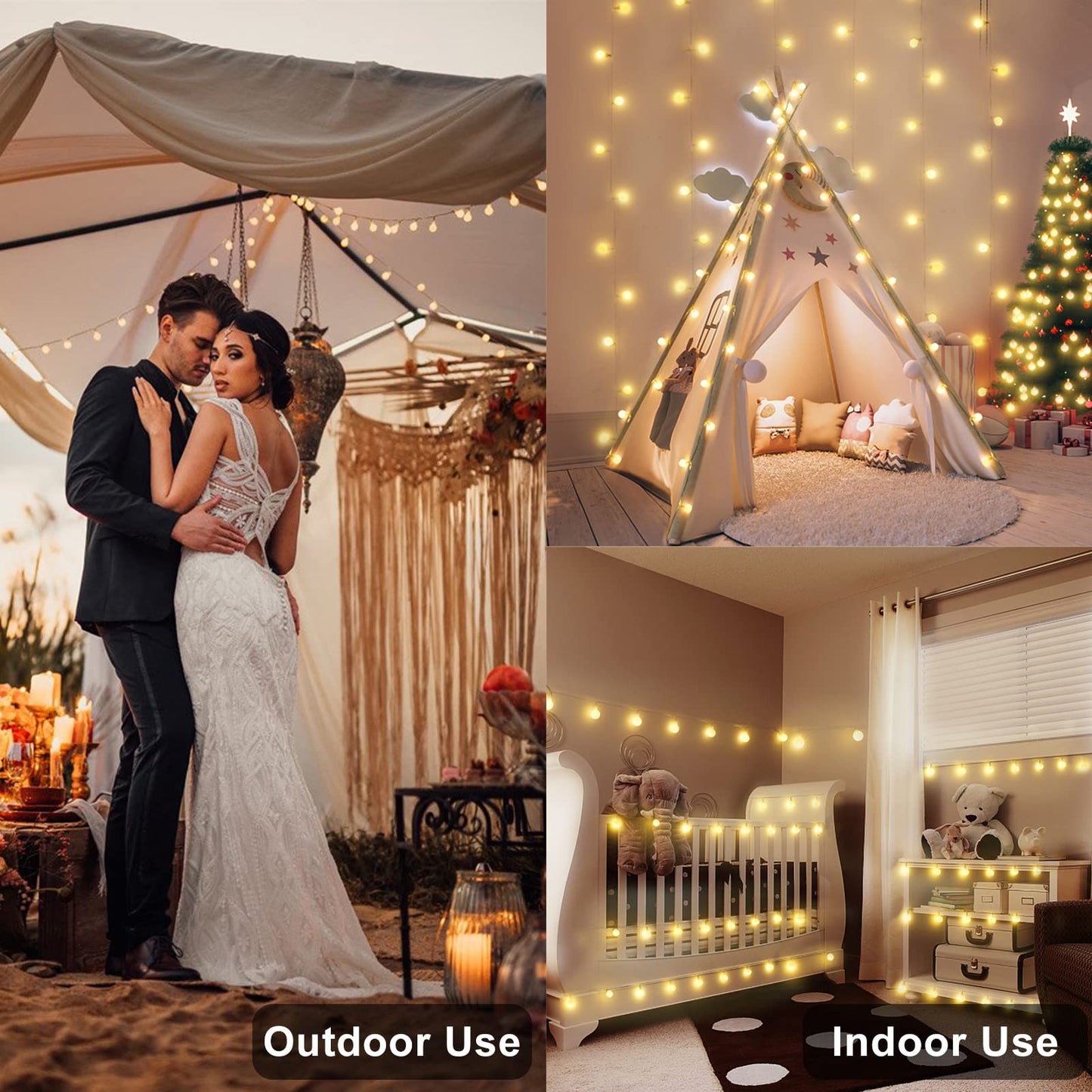 echosari Battery Operated String Lights, 16.5 Feet 50 LED Camping Globe Lights with Remote Timer 8 Modes Frosted Ball Fairy Light for Bedroom Wedding Xmas Tree Party Decoration (Warm White)
