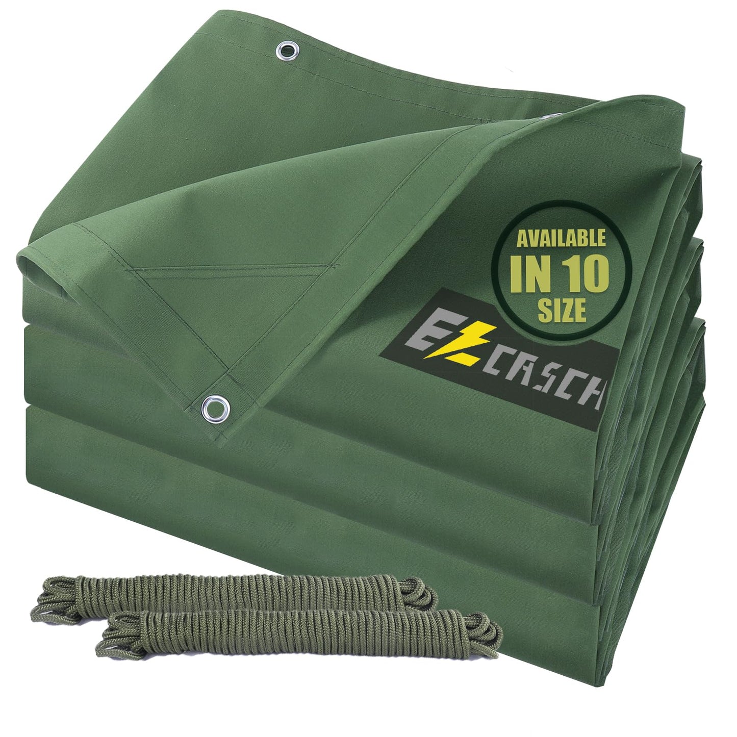 Ezcasch 5’x7’ Canvas Tarps Heavy Duty Waterproof Tarpaulins with Aluminum Grommets,UV Resistant, 22Mil Multipurpose Drop Cloth, 14oz Durable Cover Sheet for Outdoor and Indoor Use with Ropes.