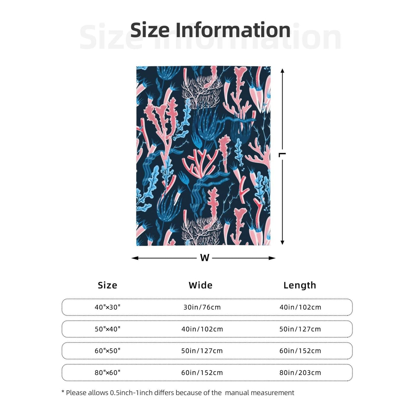 Jbofyee Coral Pattern Throw Blankets All Season Ultra Soft Warm Fleece Blanket for Home Bed Sofa Couch Chair Outdoor Travel Camping 50x40 Inch