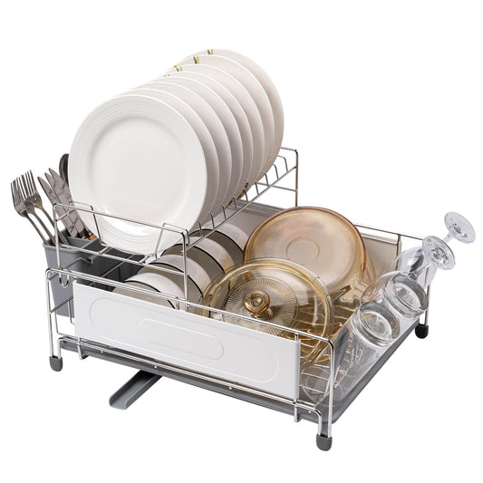 Sponge Holder for Kitchen Sink, Stainless Steel Kitchen Sink Caddy Organizer with Automatic Drainboard Soap Dish Drainer and Sponge Holder Black