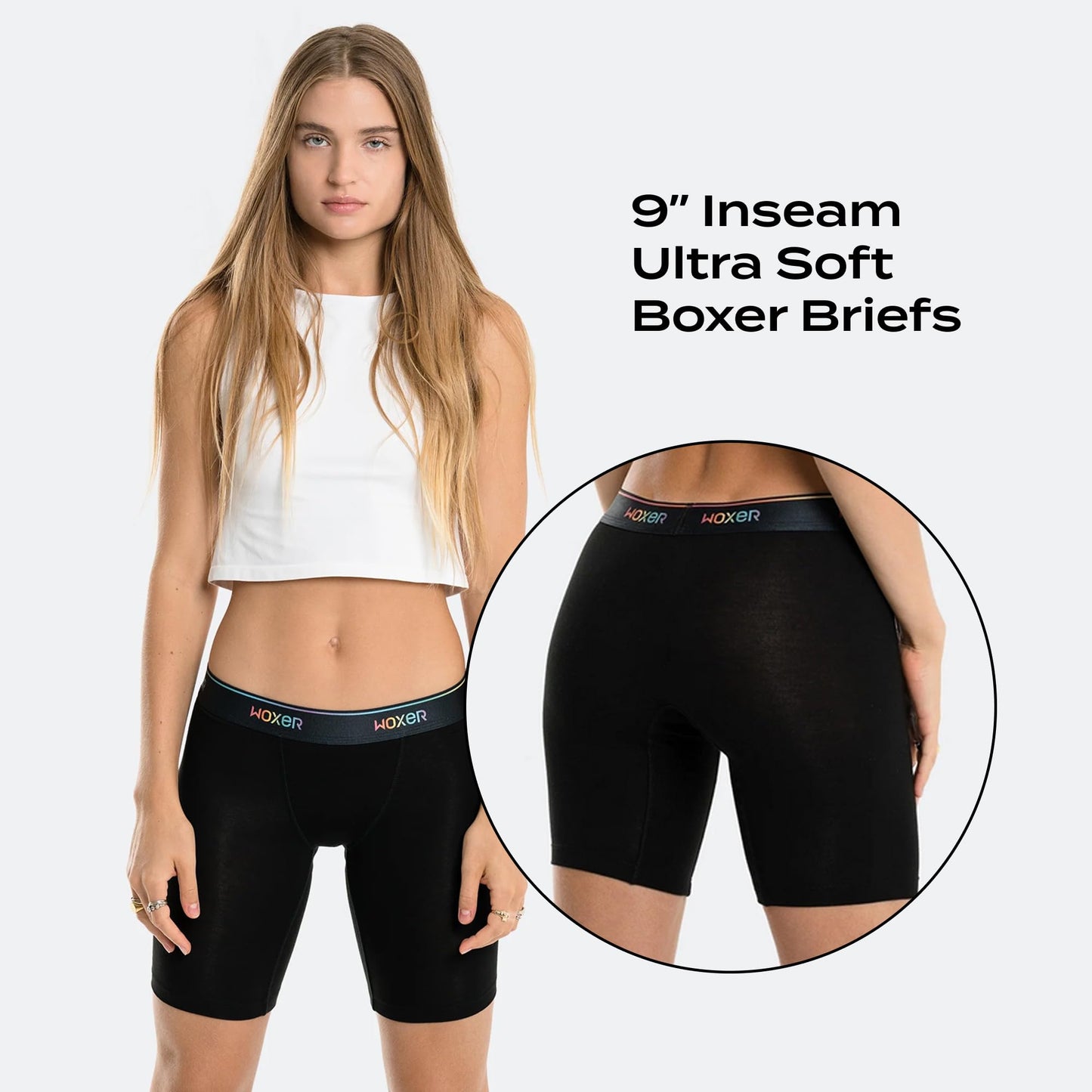 Woxer Womens Boxers - Biker 9" Boy Shorts Underwear for Women - Boxers for Women