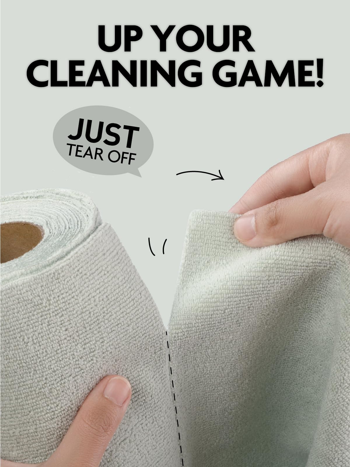 Fantasticlean Tear Away Dish Cloth - 40 Sheets - 10'' by 10'', Reusable Washable Kitchen Towel Rolls, Super Absorbent and Thick Microfiber Cleaning Cloths (2 Rolls of Beige and MossGreen)