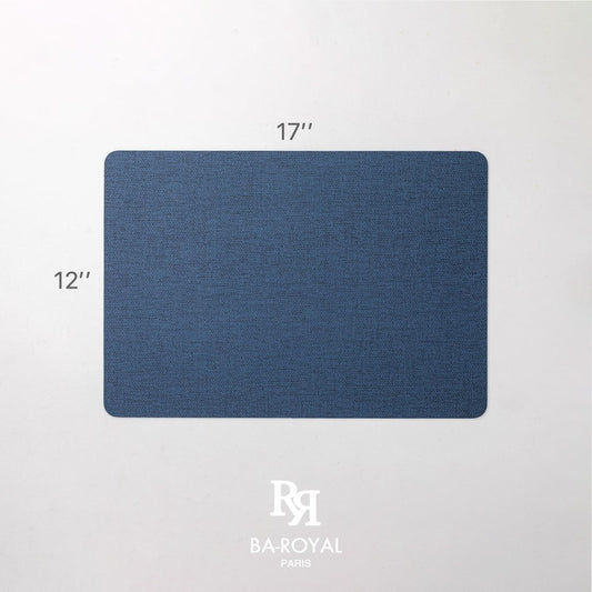 Baroyal Faux Leather Placemats Set of 6 Vinyl Washable Wipeable Table Mats for Kitchen Dining Table Heat Resistant Waterproof Modern Indoor/Outdoor Placemats Non-Slip Easy Clean Place Mats (Navy)
