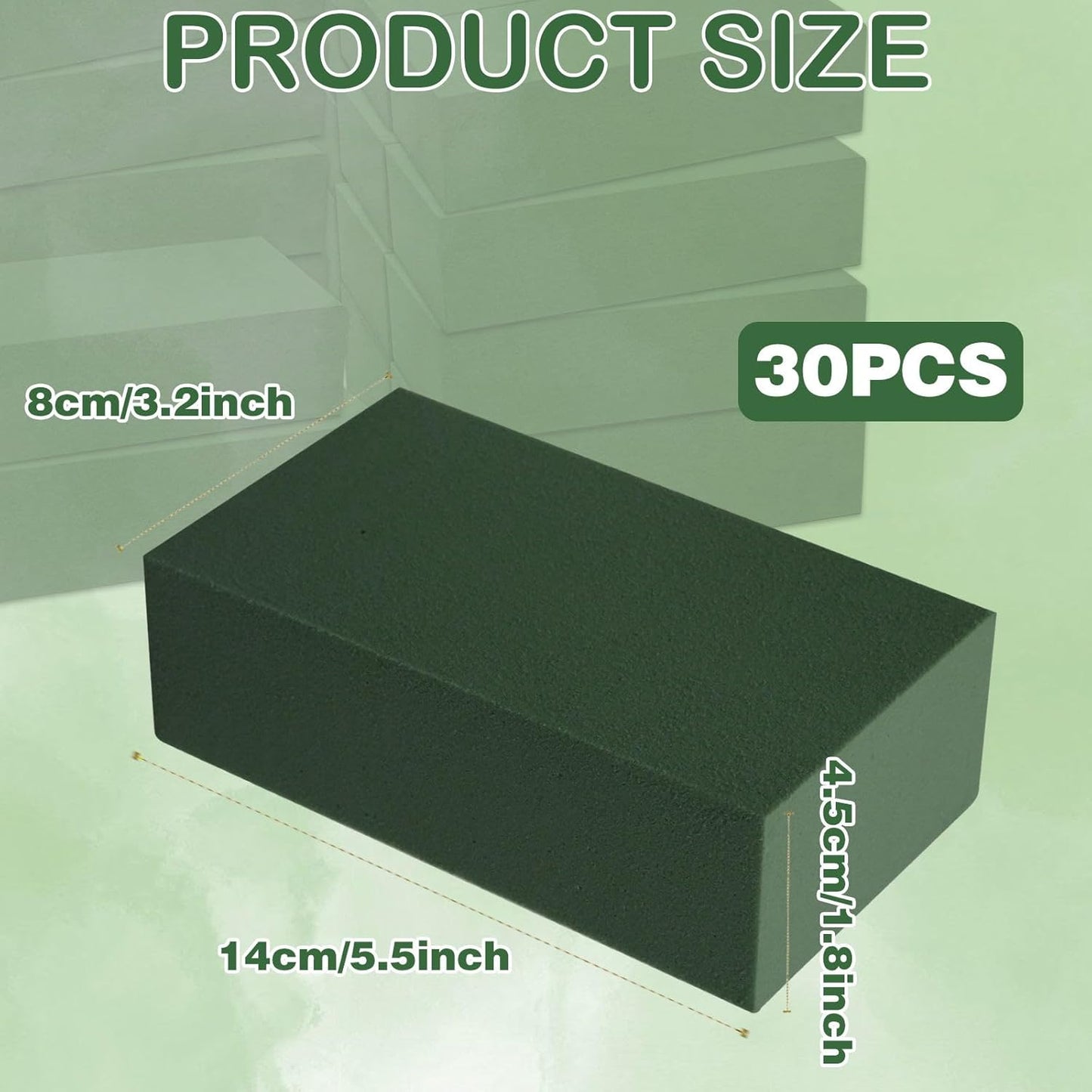 CANIPHA 30Pieces Floral Foam Blocks, Green Floral Foam for Flower Arrangements, Flower Foam Blocks Florist Foam Dry Foam Plant Foam Wet Foam for Artificial Flowers, (5.5 X 3.2 X 1.8 Inches)