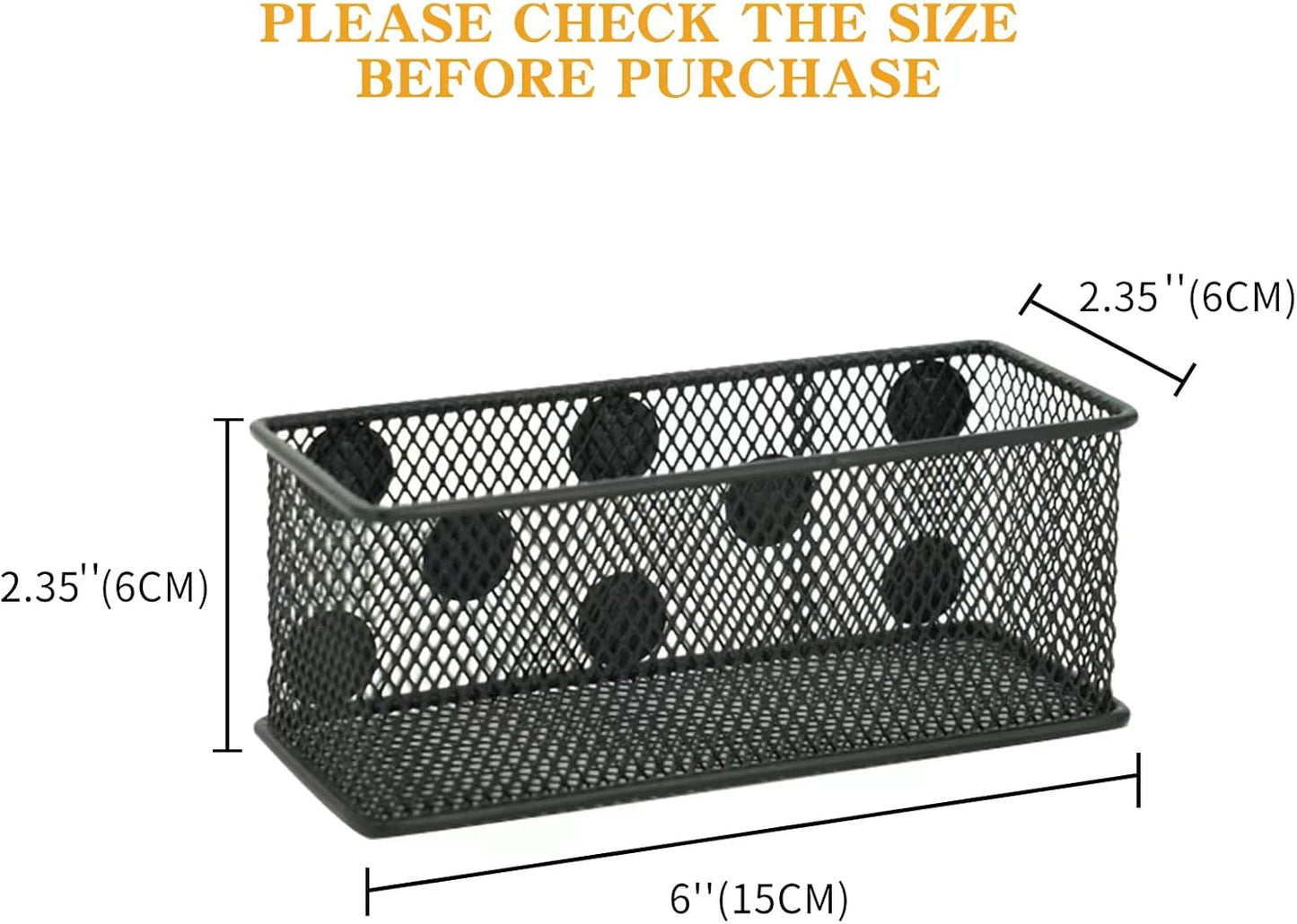 Magnetic Locker Organizer and Accessories,Wire Mesh Magnetic Storage Basket ,Magnetic Holder for Dry Erase Markers,Strong Magnet Pen Holder for Fridge School,Pack 3 (Black)