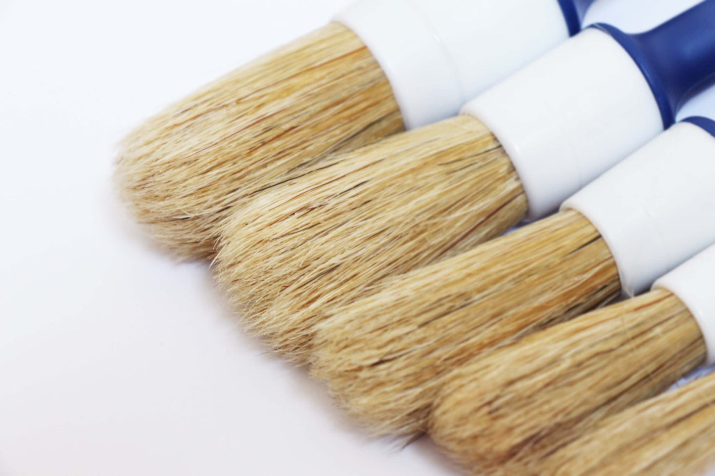 Natural Boar Hair Detailing Brush 5pcs Set, Automotive Non-Slip Detail Brushes for Cleaning Wheels, Engine, Interior, Exterior, Leather, Seat, Lug Nut, Emblems, Air Vents, Car, Motorcycle